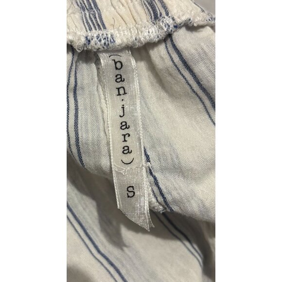 BanJara Womens Blue & White Striped Paperbag Tie Front Cotton Shorts S - Picture 5 of 7